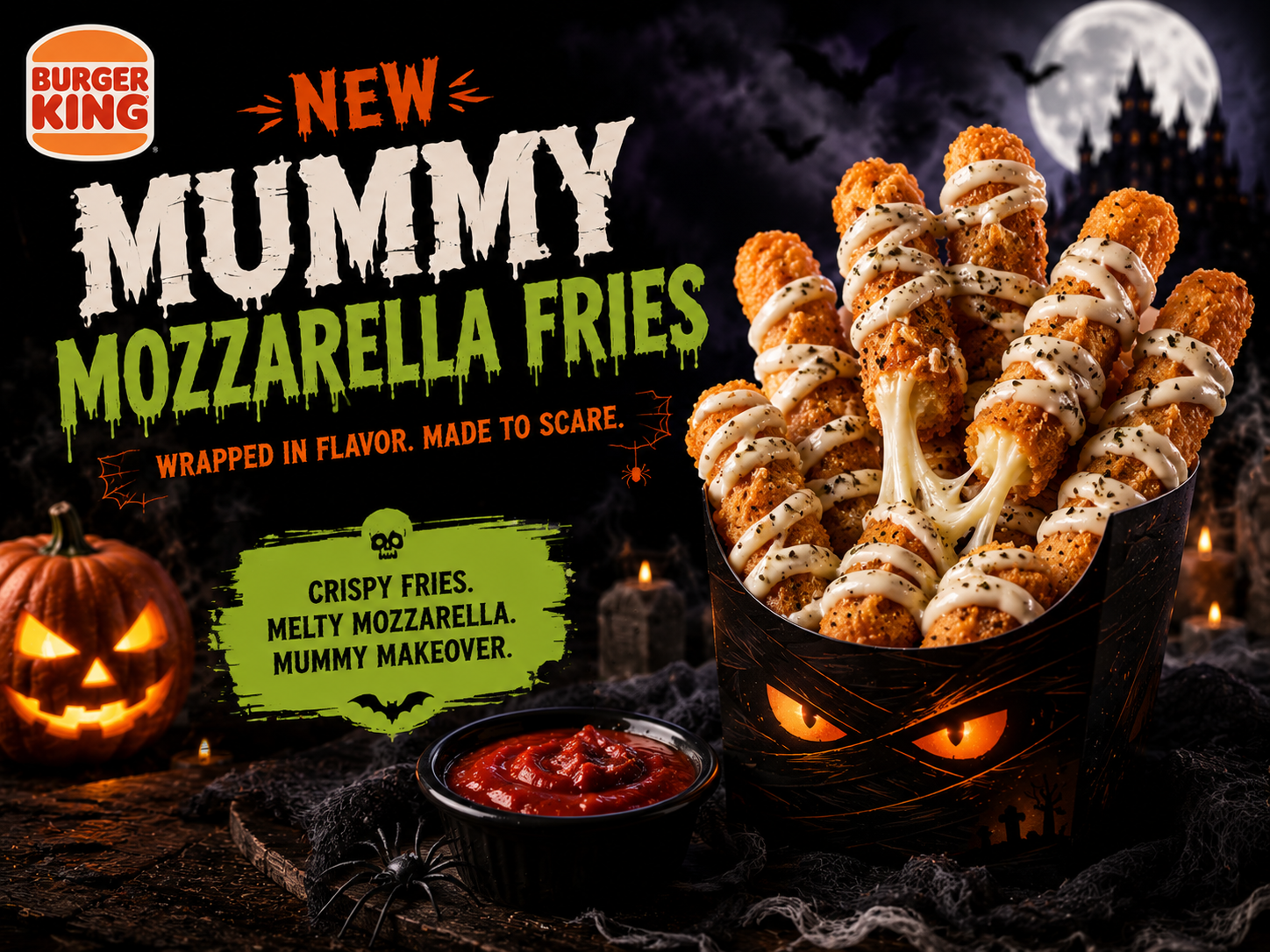 Burger King Mummy Mozzarella Fries with marinara