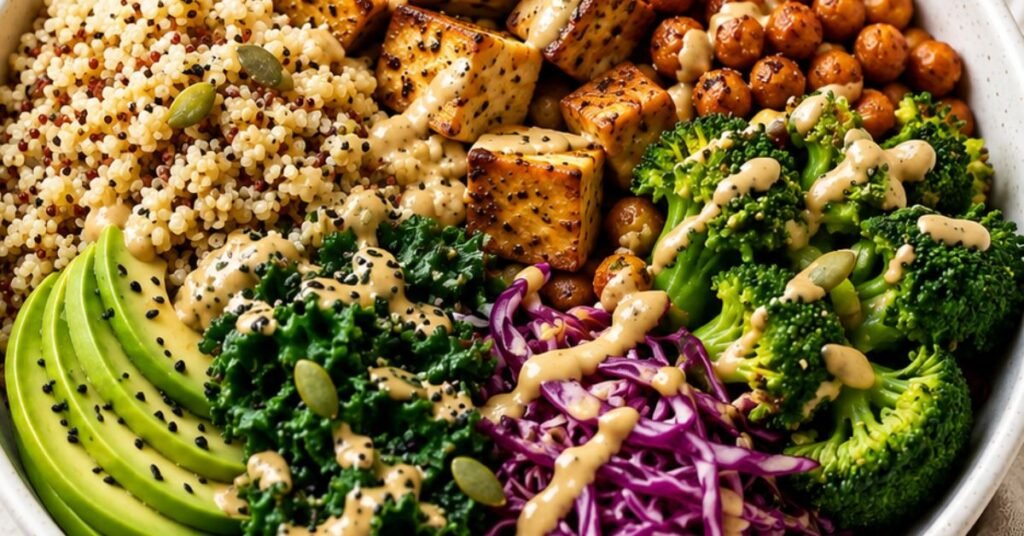 1) High-protein vegan bowl