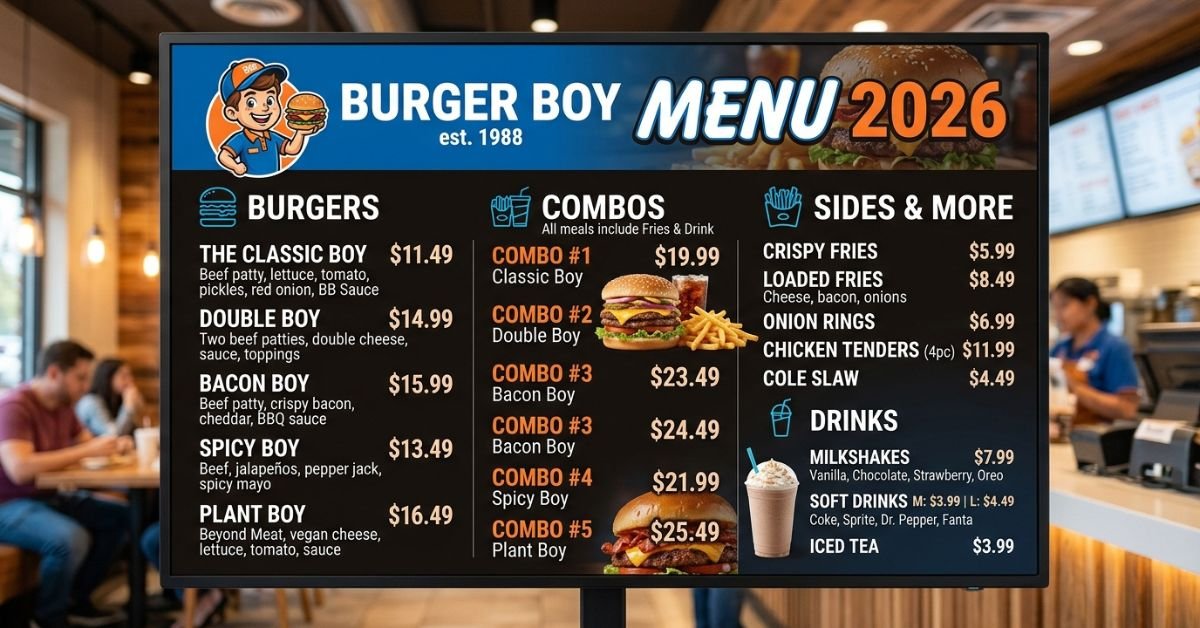 Burger Boy Menu With Prices 2026 Burgers, Combos & More