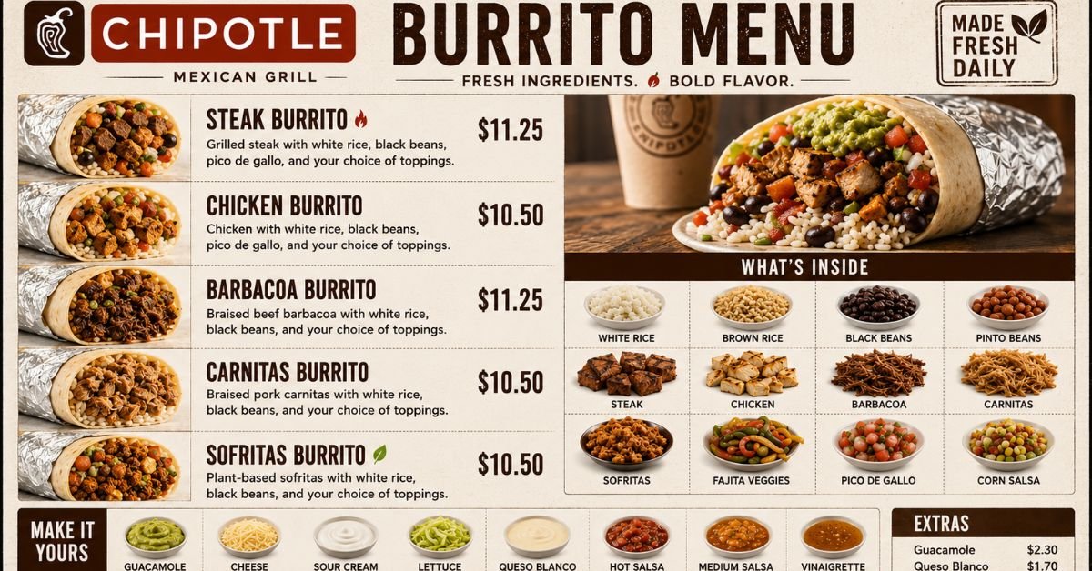 Chipotle Burrito Menu