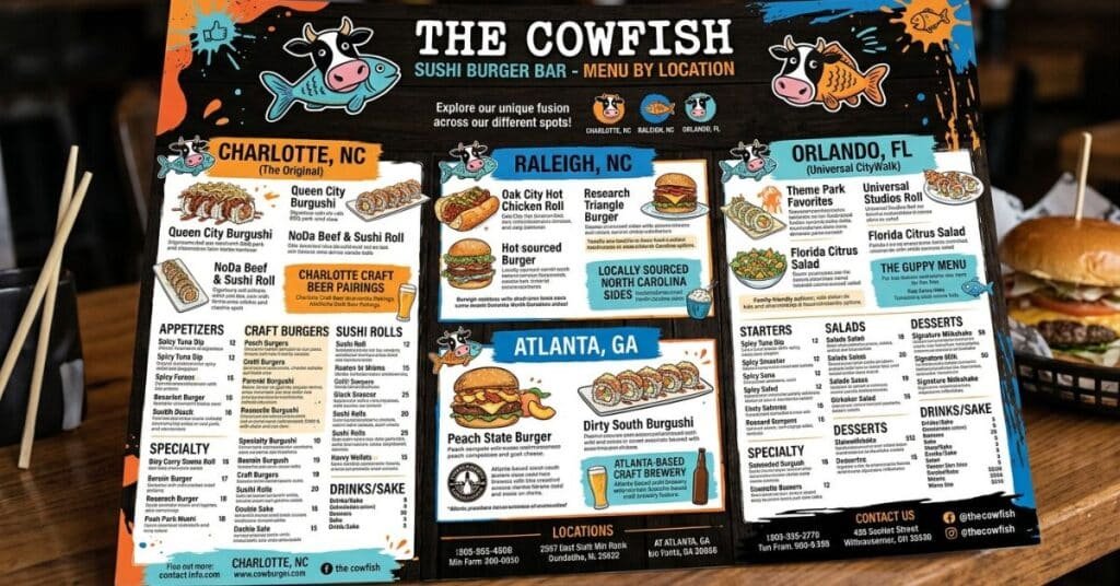 Cowfish Menu by Location