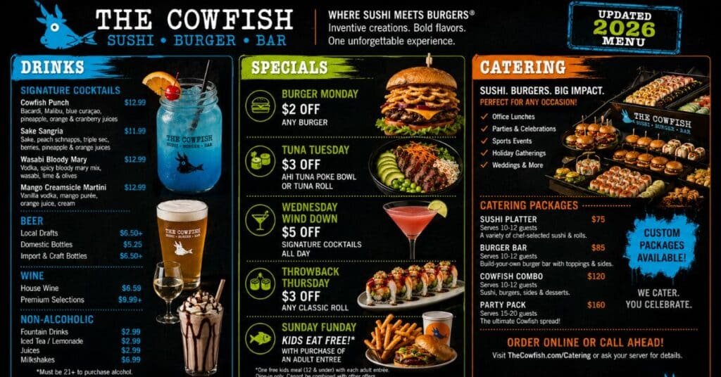 Drinks, Specials, and Catering