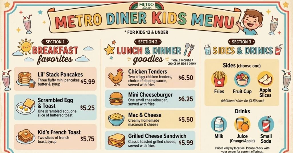 Metro Diner Kids Menu & Prices