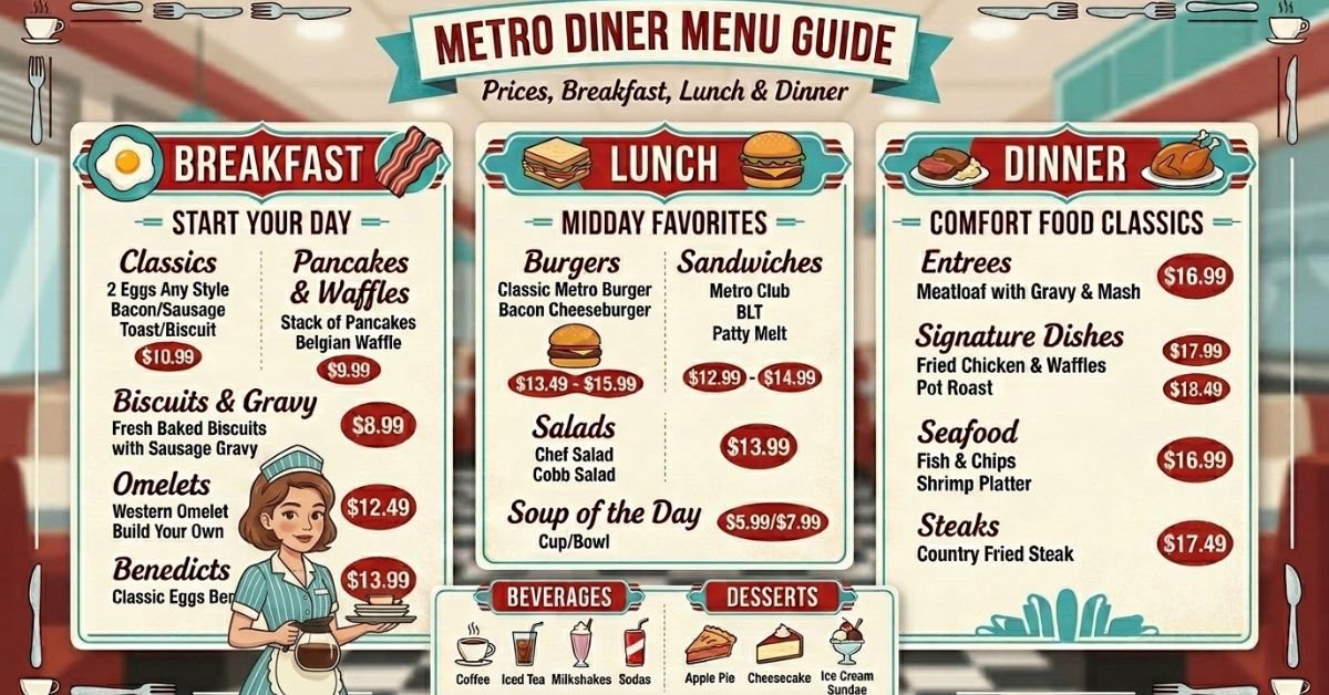 Metro Diner Menu Prices, Breakfast, Lunch & Dinner Guide