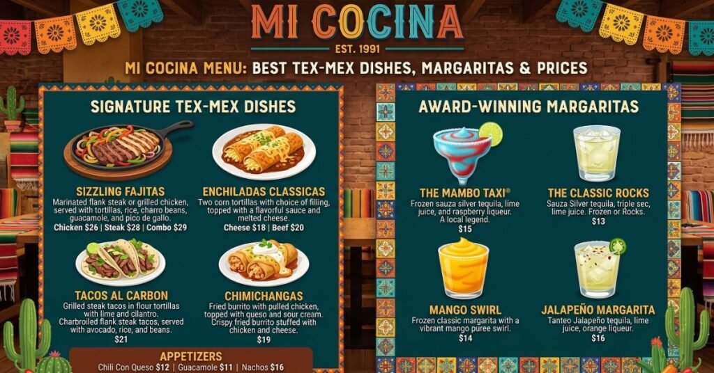 Mi Cocina Menu Best Tex-Mex Dishes, Margaritas & Prices