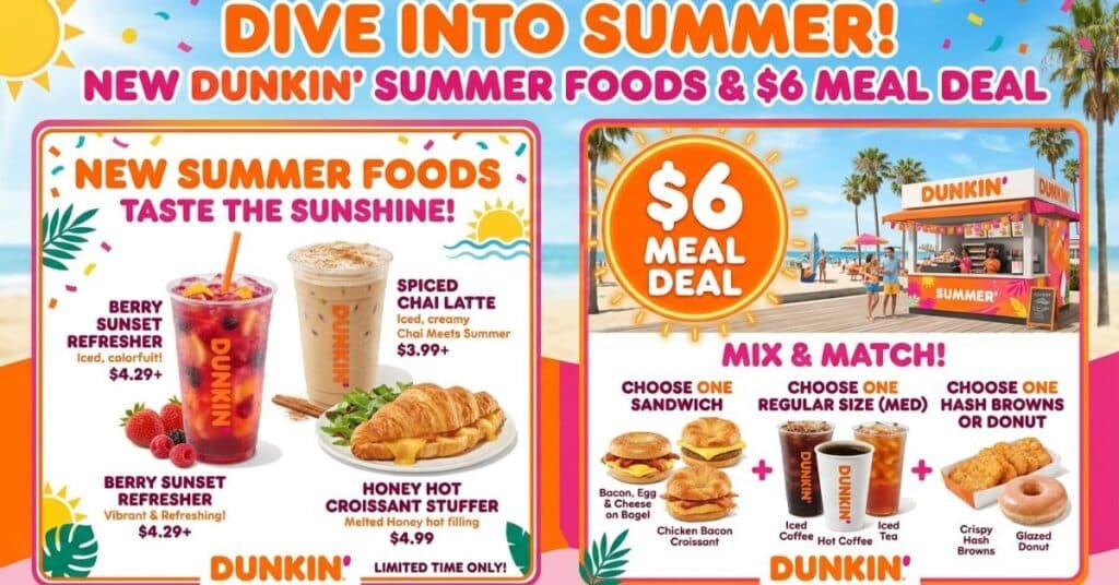New Dunkin Summer Foods & $6 Meal Deal