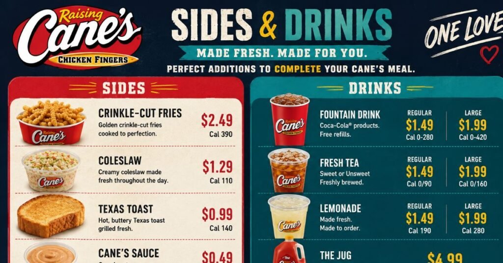 Sides and Drinks Prices 2026