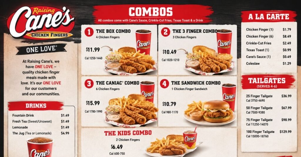 Raising Cane's Menu Prices 2026
