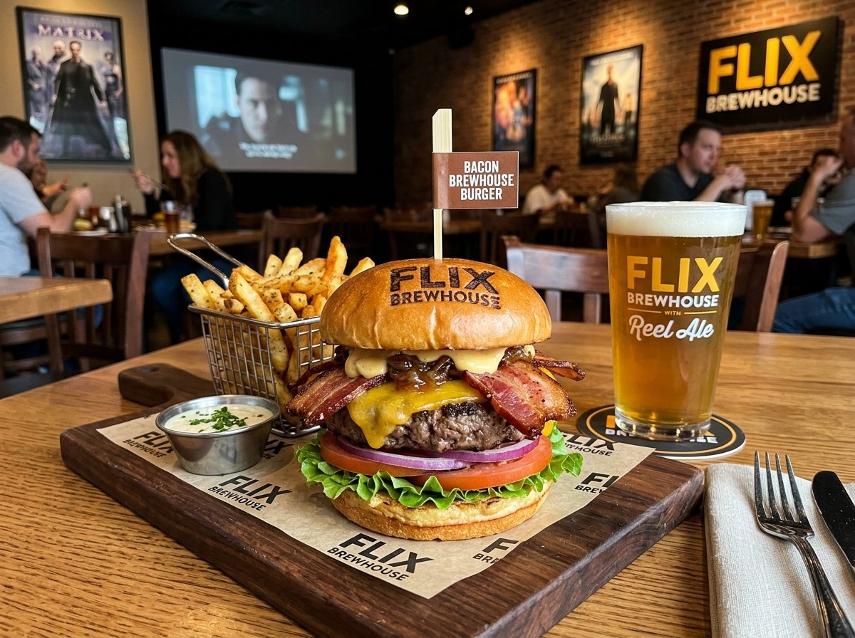 Flix Brewhouse Bacon Brewhouse Burger