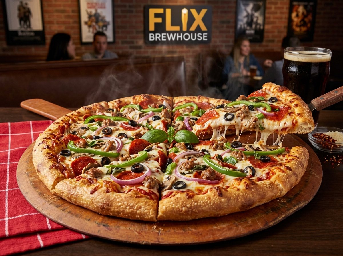 Flix Brewhouse Flix Supreme pizza