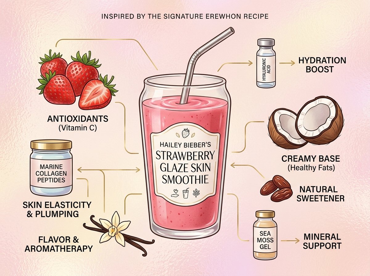 Erewhon Hailey Bieber Strawberry Glaze Skin Smoothie