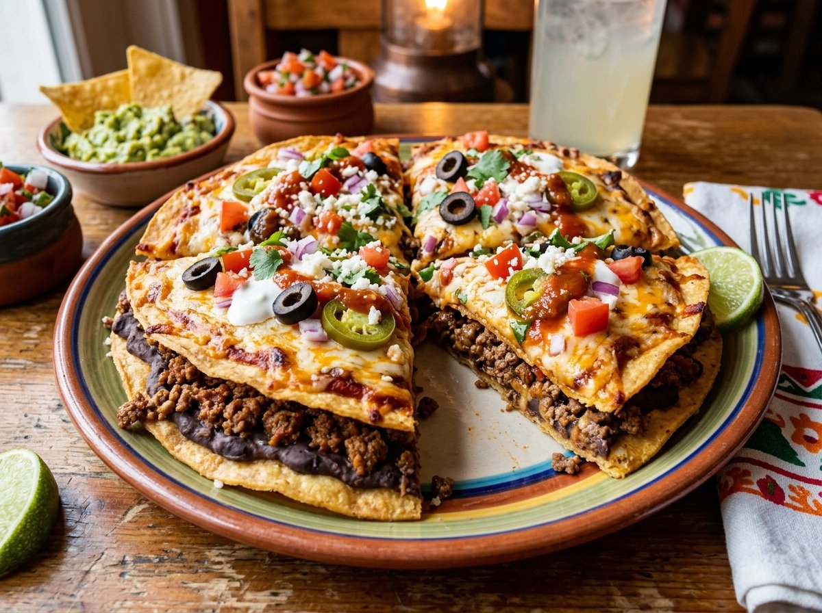 Mexican Pizza made with tostada shells