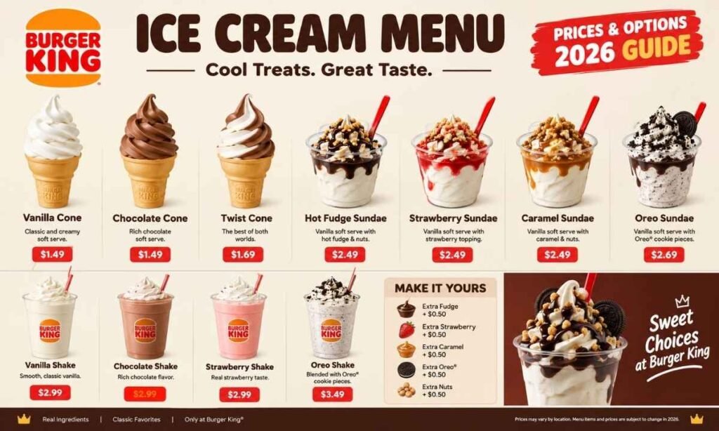 Burger King Ice Cream Menu With Prices