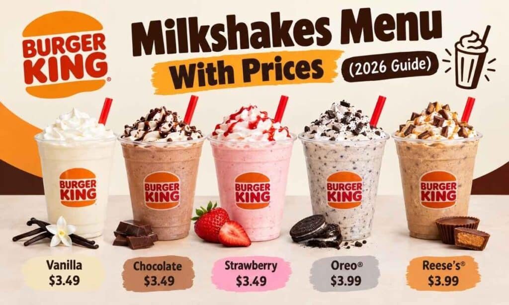 Burger King Milkshakes Menu