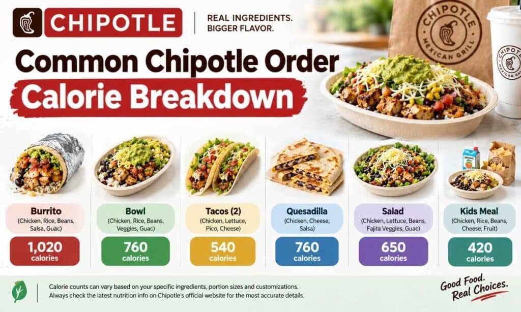 Common Chipotle Order Calorie Breakdown