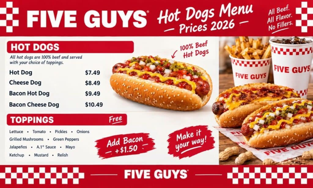 Five Guys Hot Dogs Menu Prices