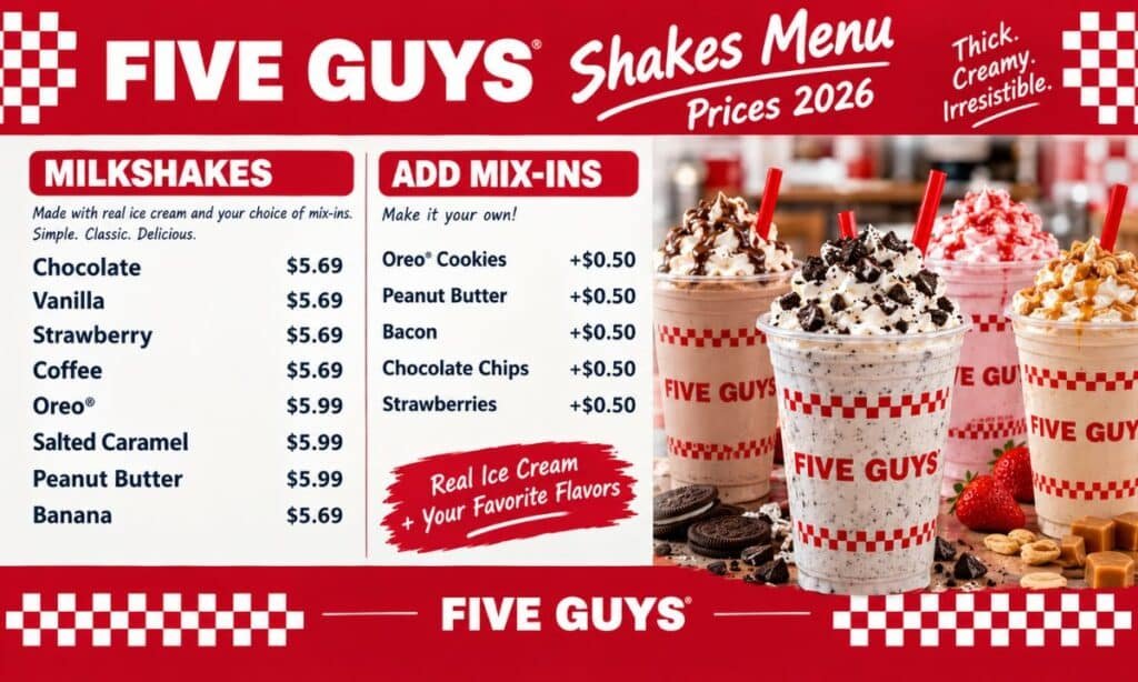 Five Guys Shakes Menu Prices