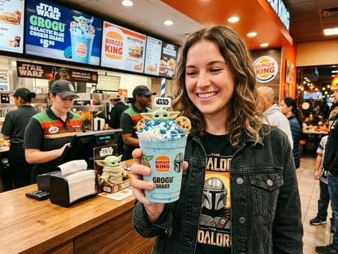 Burger King Grogu's Blue Cookie Shake Star Wars tie-in