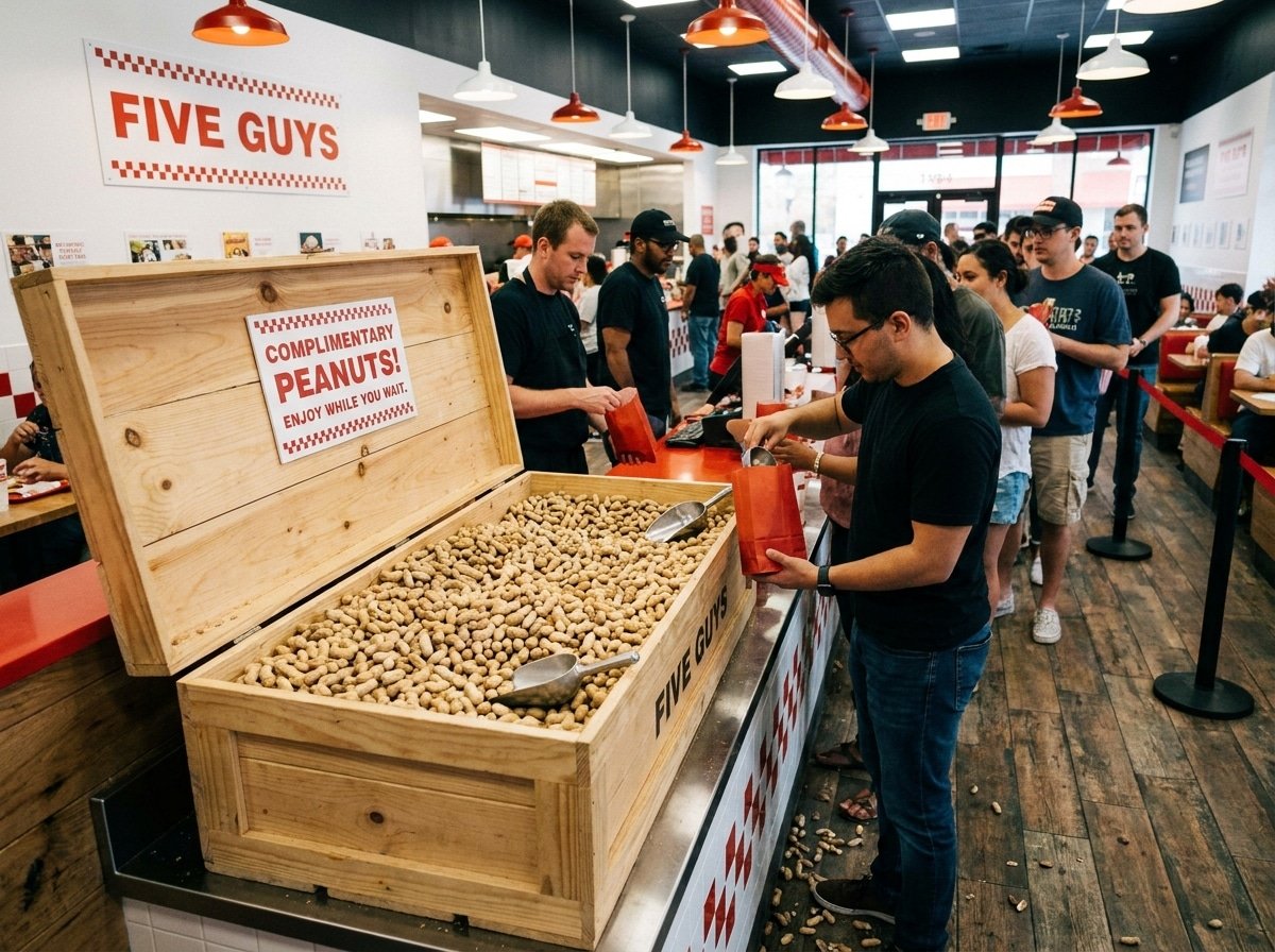 Five Guys free peanuts while waiting