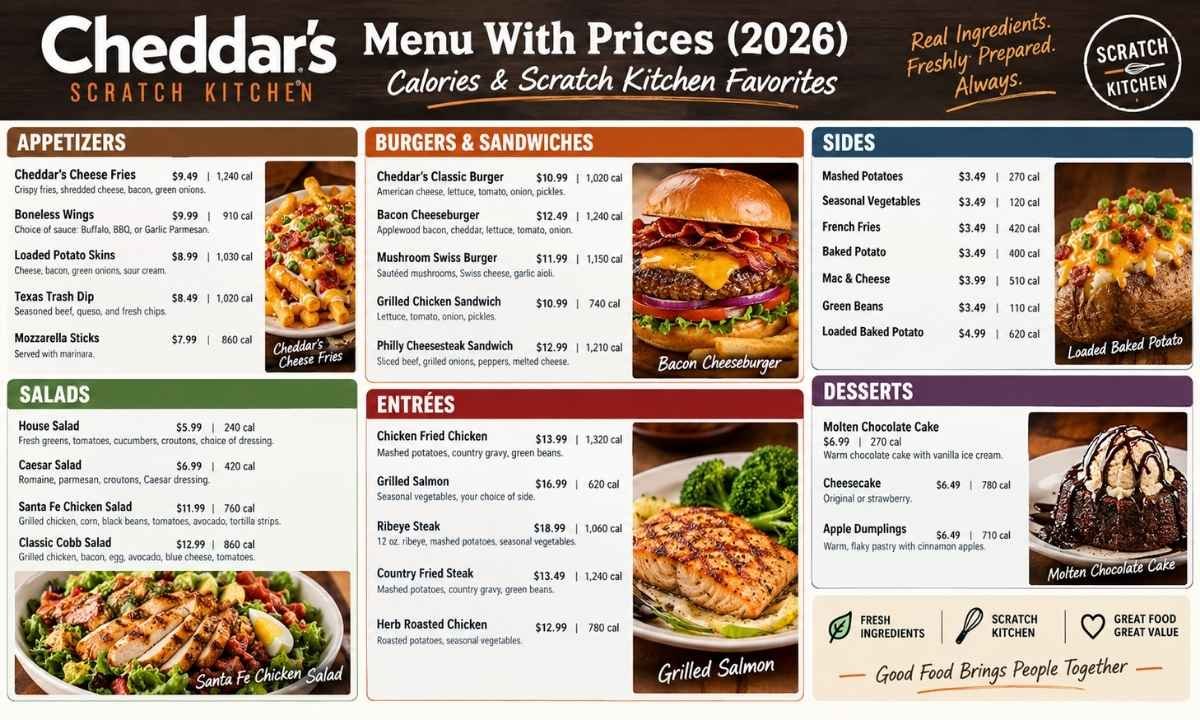 Cheddars Menu With Prices