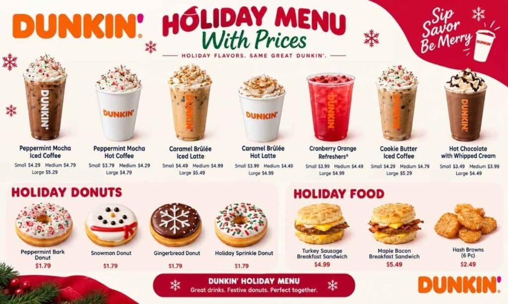 Dunkin Holiday Menu With Prices