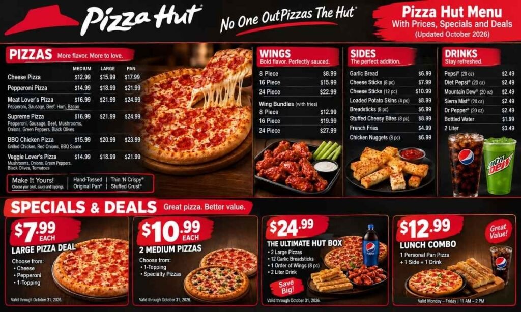 Pizza Hut Menu With Prices