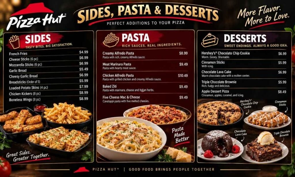 Sides, Pasta and Desserts